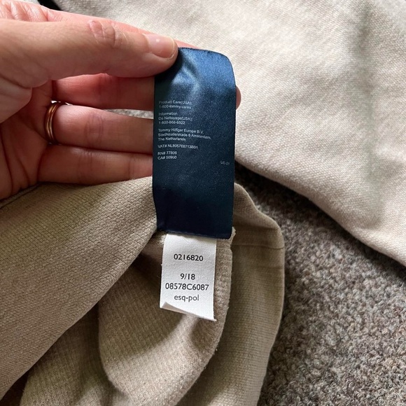 Tommy Hilfiger 1/4 Zip Mock Neck Jumper Sweater Heathered Cream Mens Size Large - Picture 5 of 8